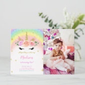 ユニコーン誕生日マジカルパーティーフォト招待状 招待状 (スタンド正面)