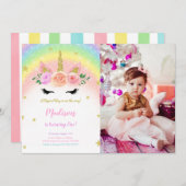 ユニコーン誕生日マジカルパーティーフォト招待状 招待状