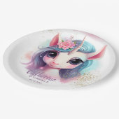 ユニコーン誕生日マジカルユニコーンパーティー ペーパープレート (アングル)