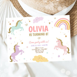 ユニコーン誕生日マジカルレインボーユニコーンパーティー 招待状