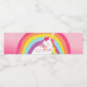 ユニコーン誕生日ラベルレインボーマジカルガールピンク ペットボトルラベル (シングルラベル)