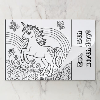 ユニコーン誕生日ランチョンマットカラーリングティア遠くにパッド ペーパーパッド