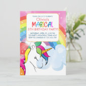 ユニコーン誕生日レインボーパーティー魔法少女パーティー 招待状 (スタンド正面)