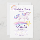 ユニコーン誕生日レインボーユニコーンバースデーパーティー 招待状 (正面)