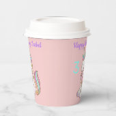 ユニコーン誕生日小さな女の子の名前と年齢Sipリッド 紙コップ (左)