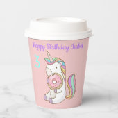 ユニコーン誕生日小さな女の子の名前と年齢Sipリッド 紙コップ (正面)