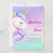 ユニコーン誕生日招待状ガールズパステルレインボー 招待状 (正面)