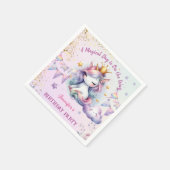 ユニコーン誕生日招待状ガールピンクパープル紙 スタンダードカクテルナプキン (角)