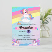 ユニコーン誕生日招待状パステルレインボーパーティー シーズンカード (スタンド正面)