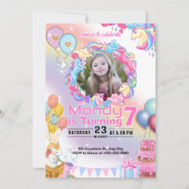 ユニコーン誕生日招待状パーティー 招待状