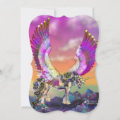 ユニコーン誕生日招待状パープルブルーピンクホース 招待状 (裏面)