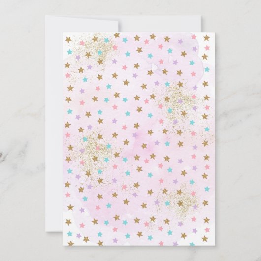 ユニコーン誕生日招待状ピンク金ゴールドマジカル 招待状 (裏面)