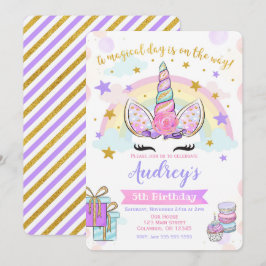 ユニコーン誕生日招待状マジカルパーティーグリッター 招待状