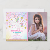 ユニコーン誕生日招待状マジカルユニコーンパーティー 招待状 (正面)