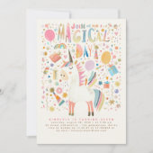 ユニコーン誕生日招待状モダンパステル 招待状 (正面)