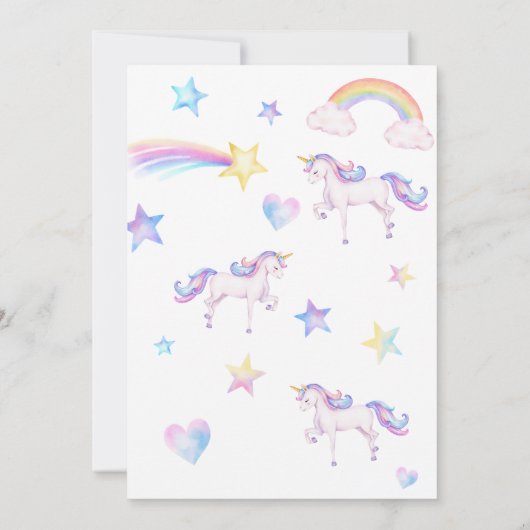 ユニコーン誕生日招待状ユニコーンバースデーパーティー 招待状 (裏面)