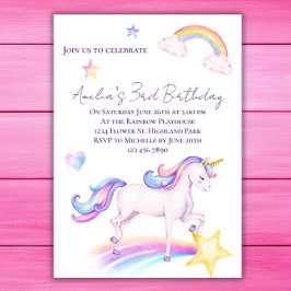 ユニコーン誕生日招待状ユニコーンバースデーパーティー 招待状