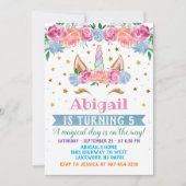 ユニコーン誕生日招待状ユニコーンパーティー招待状 招待状 (正面)