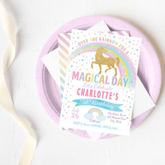 ユニコーン誕生日招待状ユニコーンパーティー招待状 招待状