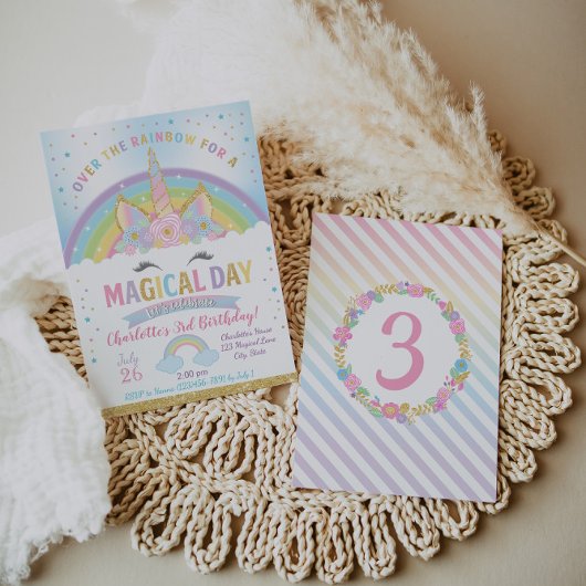 ユニコーン誕生日招待状ユニコーンパーティー招待状 招待状