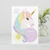 ユニコーン誕生日招待状レインボーユニコーンパーティー 招待状 (スタンド正面)