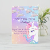 ユニコーン誕生日招待状、デジタルダウンロード セーブザデート (スタンド正面)