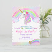 ユニコーン誕生日招待状、レインボーユニコーンガール 招待状 (スタンド正面)