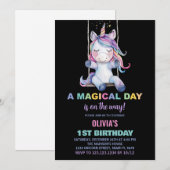 ユニコーン誕生日招待状 招待状 (正面/裏面)