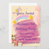 ユニコーン誕生日招待状 招待状 (正面/裏面)