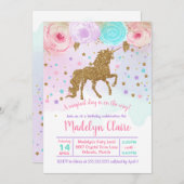ユニコーン誕生日招待状 招待状 (正面/裏面)