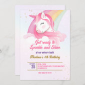 ユニコーン誕生日招待状 招待状 (正面/裏面)