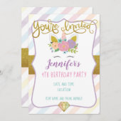 ユニコーン誕生日招待状 招待状 (正面/裏面)