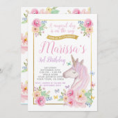 ユニコーン誕生日招待状 招待状 (正面/裏面)