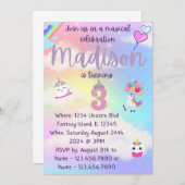 ユニコーン誕生日招待状 招待状 (正面/裏面)