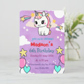 ユニコーン誕生日招待状 | 編集可能テンプレート 招待状 (スタンド正面)
