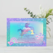 ユニコーン誕生日招待状、1回の招待 招待状 (スタンド正面)