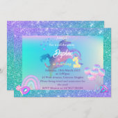 ユニコーン誕生日招待状、1回の招待 招待状 (正面/裏面)