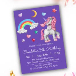 ユニコーン誕生日招待状- Unicornパーティー 招待状