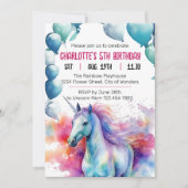 ユニコーン誕生日招待状 | Unicornパーティー 招待状 (正面)