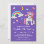 ユニコーン誕生日招待状- Unicornパーティー 招待状 (正面)
