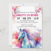 ユニコーン誕生日招待状 | Unicornパーティー 招待状 (正面)