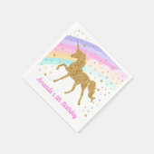 ユニコーン誕生日紙ナプキンピンク&金ゴールド スタンダードカクテルナプキン (角)