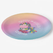 ユニコーン誕生日虹 ペーパープレート (アングル)