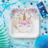 ユニコーン誕生日金ゴールドピンクパープル ペーパープレート (パーティー)