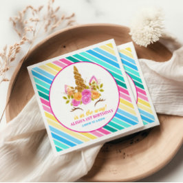 ユニコーン誕生日1st誕生日パーティー スタンダードカクテルナプキン