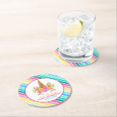 ユニコーン誕生日1st誕生日パーティー ラウンドペーパーコースター (インサイチュ)