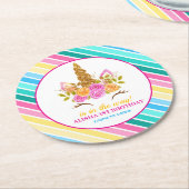 ユニコーン誕生日1st誕生日パーティー ラウンドペーパーコースター (アングル)