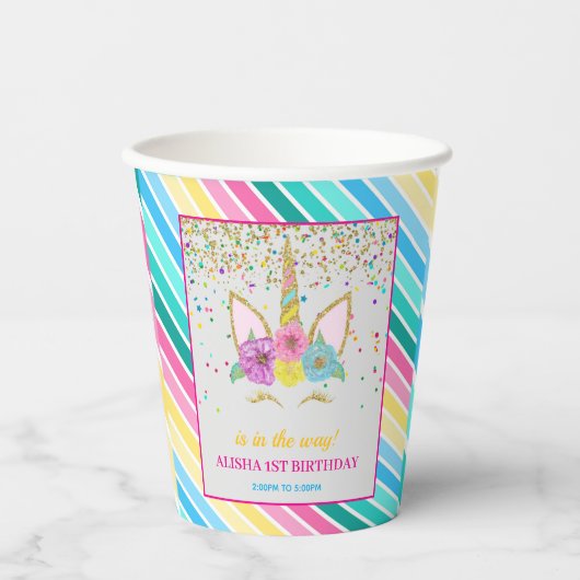 ユニコーン誕生日1st誕生日パーティー 紙コップ (正面)
