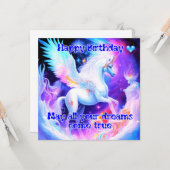 ユニコーン誕生日 カード (正面/裏面インサイチュ)