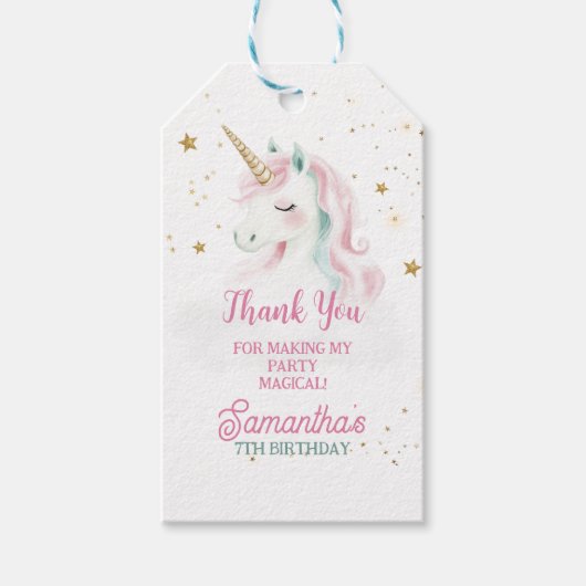 ユニコーン誕生日，パステルユニコーン，レインボー ギフトタグ (正面)
